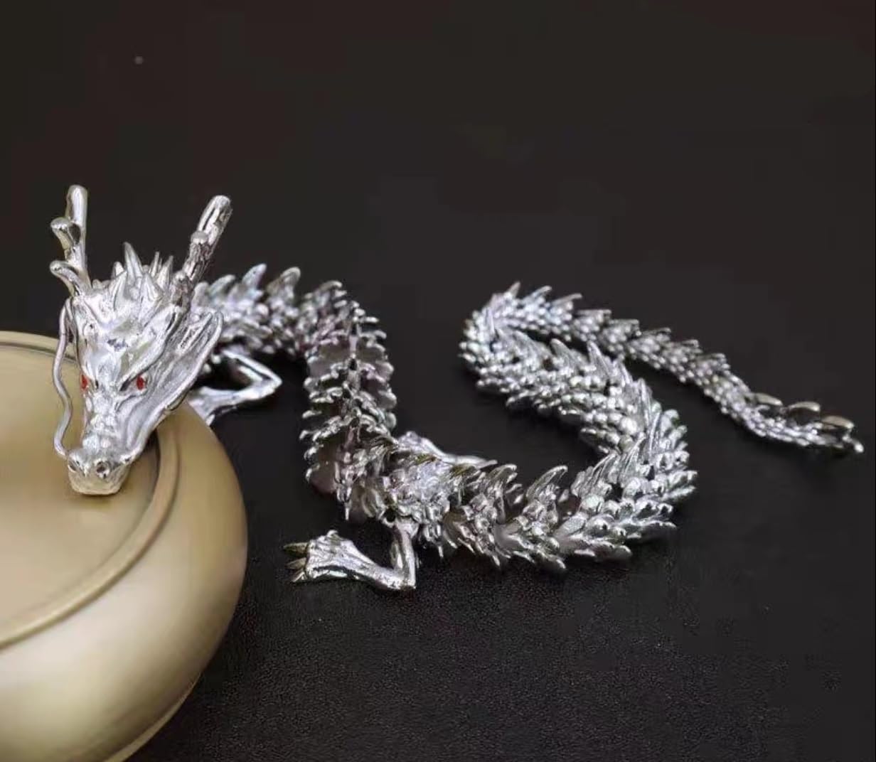 Amazon.co.jp: 神龍 銀龍 置物 昇運金龍 3D多関節 開運 風水グッズ