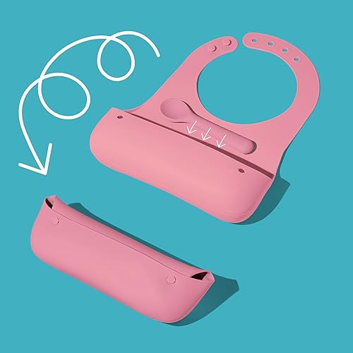 Miniatura 7 de Avanchy Roll and Go Baberos para bebés y niños pequeños, juego de baberos de silicona, babero de alimentación suave, impermeable, ajustable, unisex