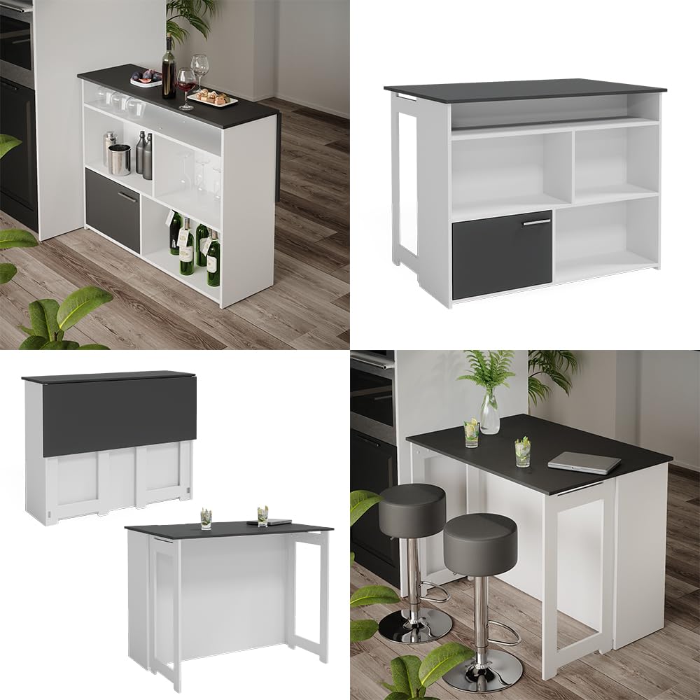 Vicco Tavolo bar alto Dominic, Antracite/bianco, 116 x 37 cm