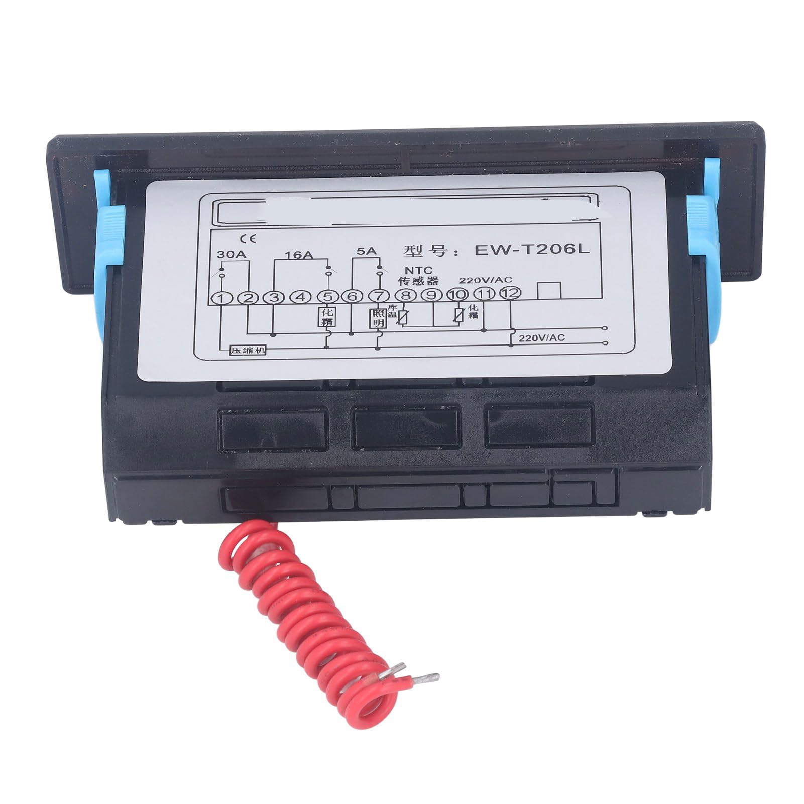 Ejoyous Termostat z Cyfrowym Wyświetlaczem, Regulator Temperatury ABS PID AC220V z Podwójnymi Czujnikami , Termostat Ogrzewania i Chłodzenia, Automatyczne Odszranianie, 60 ℉ do 125 ℉ dla Systemów