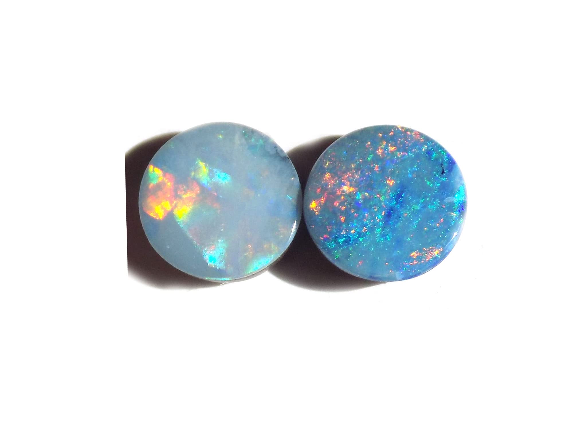 GenericAustralian Doublet Fire Opal 2PCs. Lot, Natural Flashy Opal With Boulder Opal Backing, Flashy Doublet Fire Opal, 6mm, 6mm, gemstone, doublet fire opal