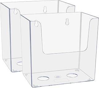 Marketing Holders 2 Pack 5.5" Brochure Holder Wall Mount or Countertop with Hardware Clear Acrylic Horizontal Menu Organizer Display Printed Material Bin for Clothing Shops and Hospitals