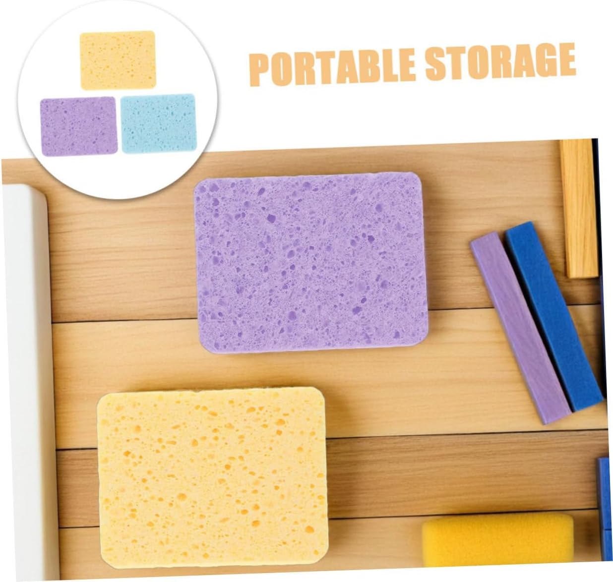 ARTIBETTER 3pcs Artist Sponges Ultra Absorbent Watercolor Tool for Brush Cleaning Acrylic Painting Pottery DIY Crafts Compact Storage Box Included