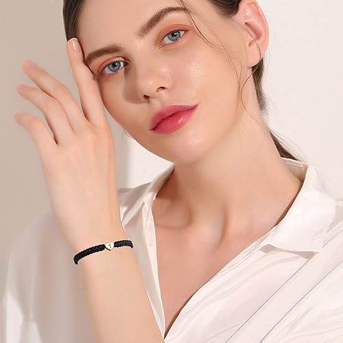 Miniatura 6 de Gold Heart Initial Bracelets for Women Gifts - A-Z 26 Letters Initial Charms Bracelet Handmade Rope Braided Adjustable Jewelry