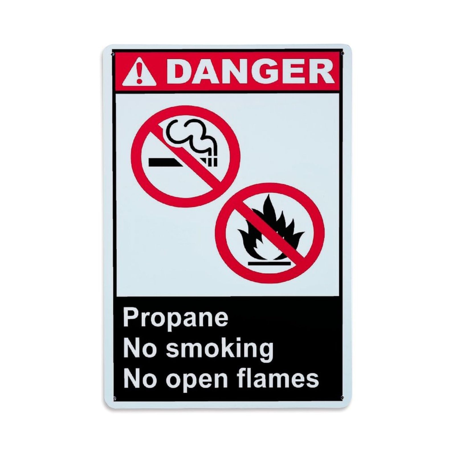 Jdfenggu Vintage Danger No Smoking No Open Flames Propane Retro Metal Tin Sign, Decor Art Poster For Bar, Home, Man Cave, Kitchen, Laundry Room Gift 8X12inch