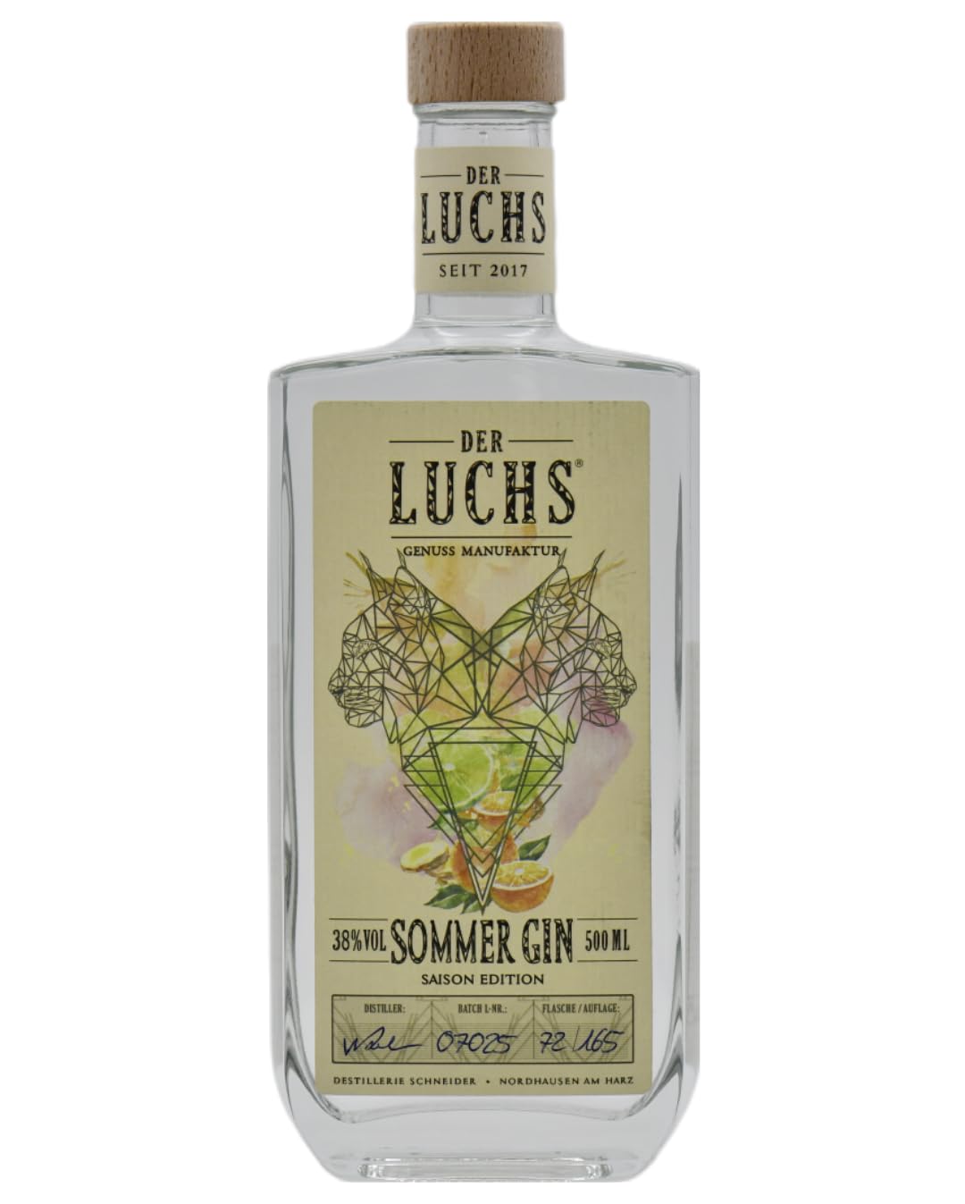 DER LUCHS Sommer Gin 38% Vol. 0,5 Liter