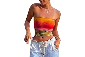 Cute Tie Dye Tube Top with Off-Shoulder Design
