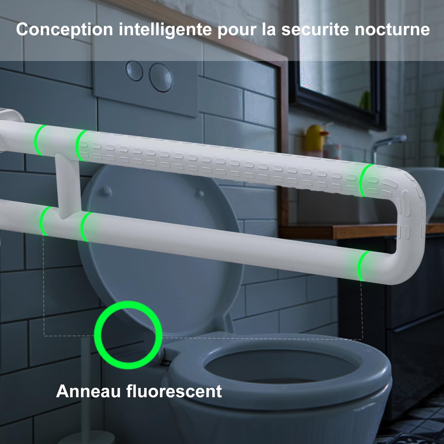 Barra de apoyo de inodoro de 75 cm, barra de soporte plegable para inodoro y baño, soporte rígido de 300 a 350 kg, acero inoxidable con superficie antideslizante para personas mayores y personas