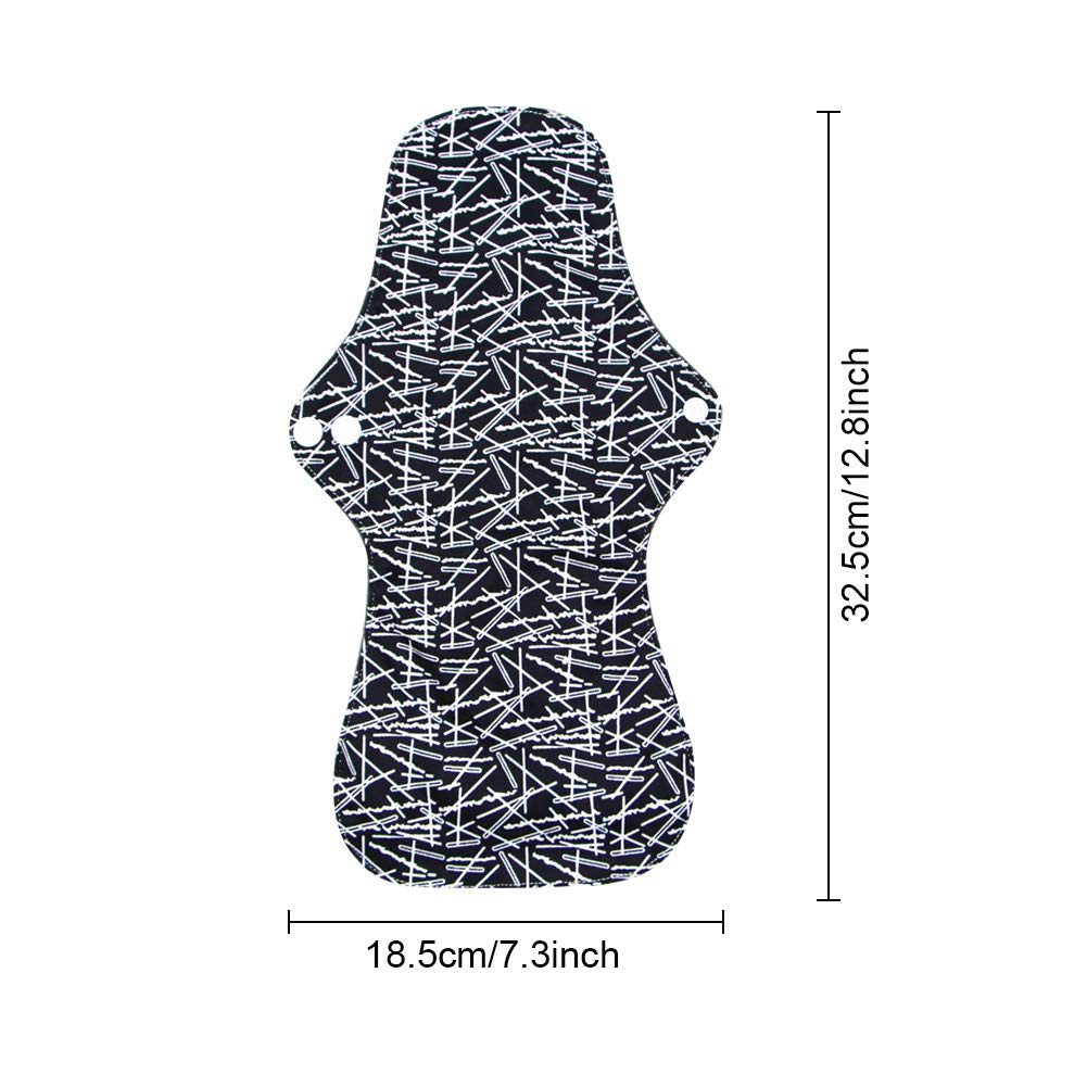 LIVEHITOP Serviettes Hygiéniques Réutilisables - Menstruel Chiffon Lavables bio Bambou Charbon Polyester avec Sac pour Incontinence Post-partum Femme (5pc XL +Sac)