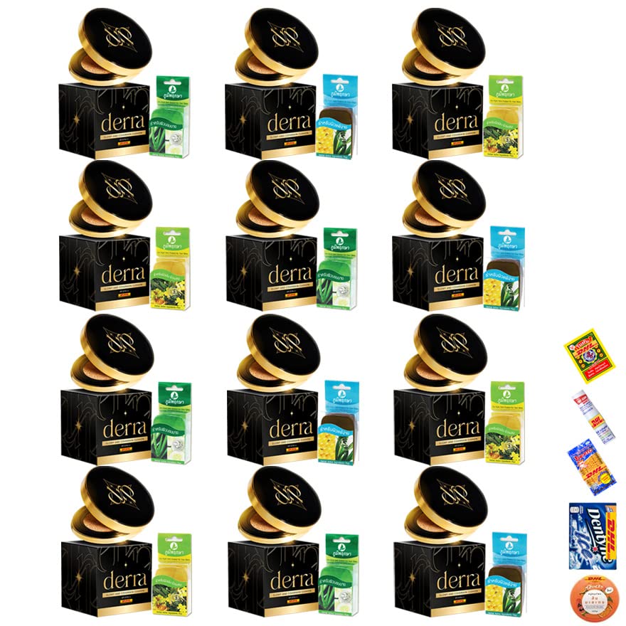 10g. Derra Glowy And Coverskin Cushion No.02 Medium Natural SPF 25 PA+++ Matte Smooth Soft Oil Control EXPRESS SHIPPING BY DHL Set 12 Pcs AMZ398 By Tumtimshop [Get Free Beauty Gift]
