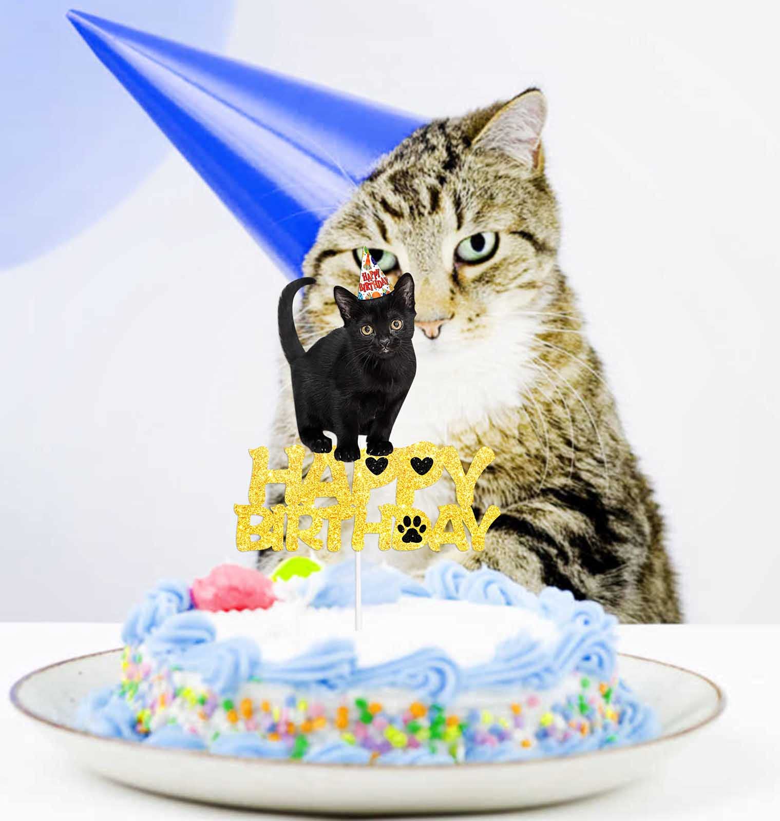29pcs Toppers de Gâteau d'Anniversaire Noir, Thème Noir, Joyeux Anniversaire, Étoiles