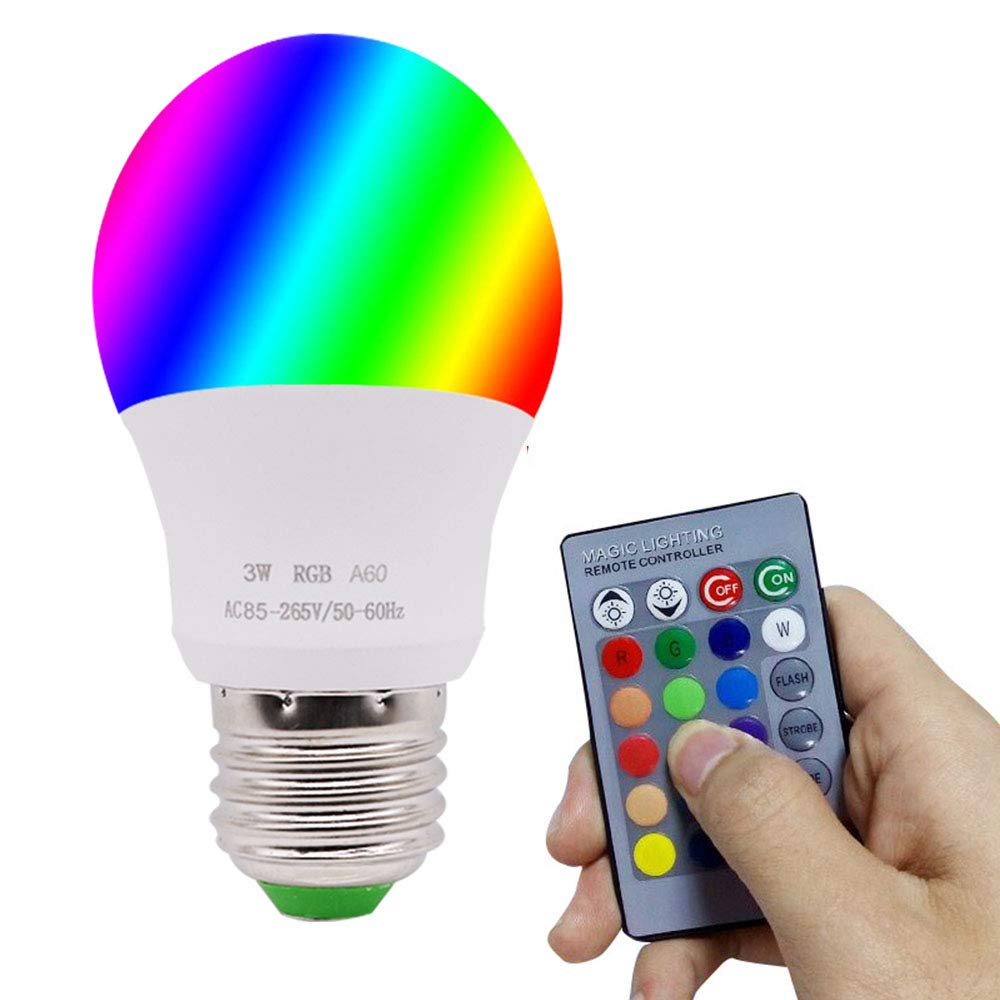 Lampadina LED RGB Con Telecomando 3W E27 – 12 Colori, Dimmerabile, 270° E Funzione Timer, Per Casa E Atmosfere - 2
