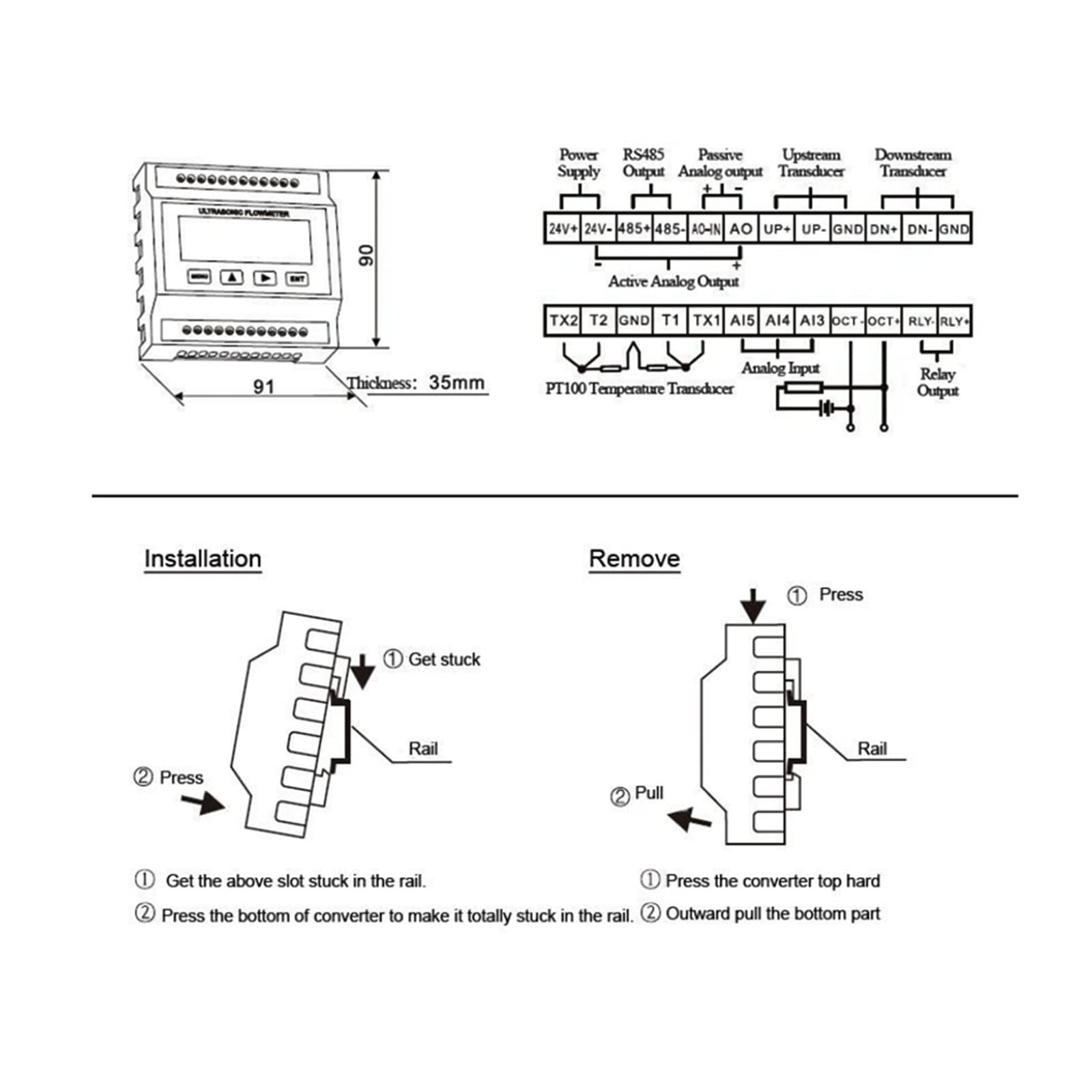 TUF-2000M-TM-1 Misuratore di portata ad ultrasuoni liquido digitale Modulo misuratore di portata d'acqua/RTU con trasduttore TM1 DN50-700mm con prestazioni affidabili