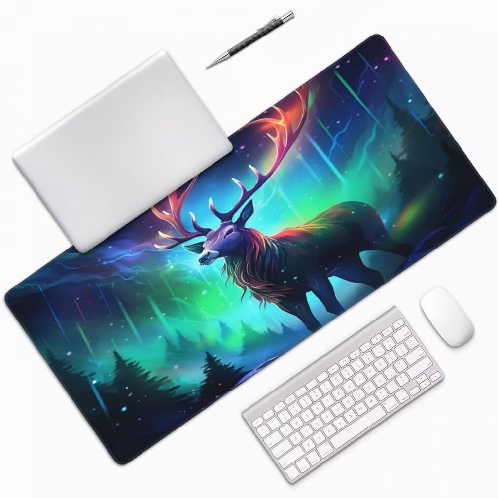 Tappetino Mouse XXL 1000x500mm Cervo Grande Mouse Pad, Tappetino Scrivania con Bordi Cuciti, Grande Mousepad Gaming con Base Antiscivolo per Giocatori, Ufficio e Casa (Cielo Stellato) -MP1584