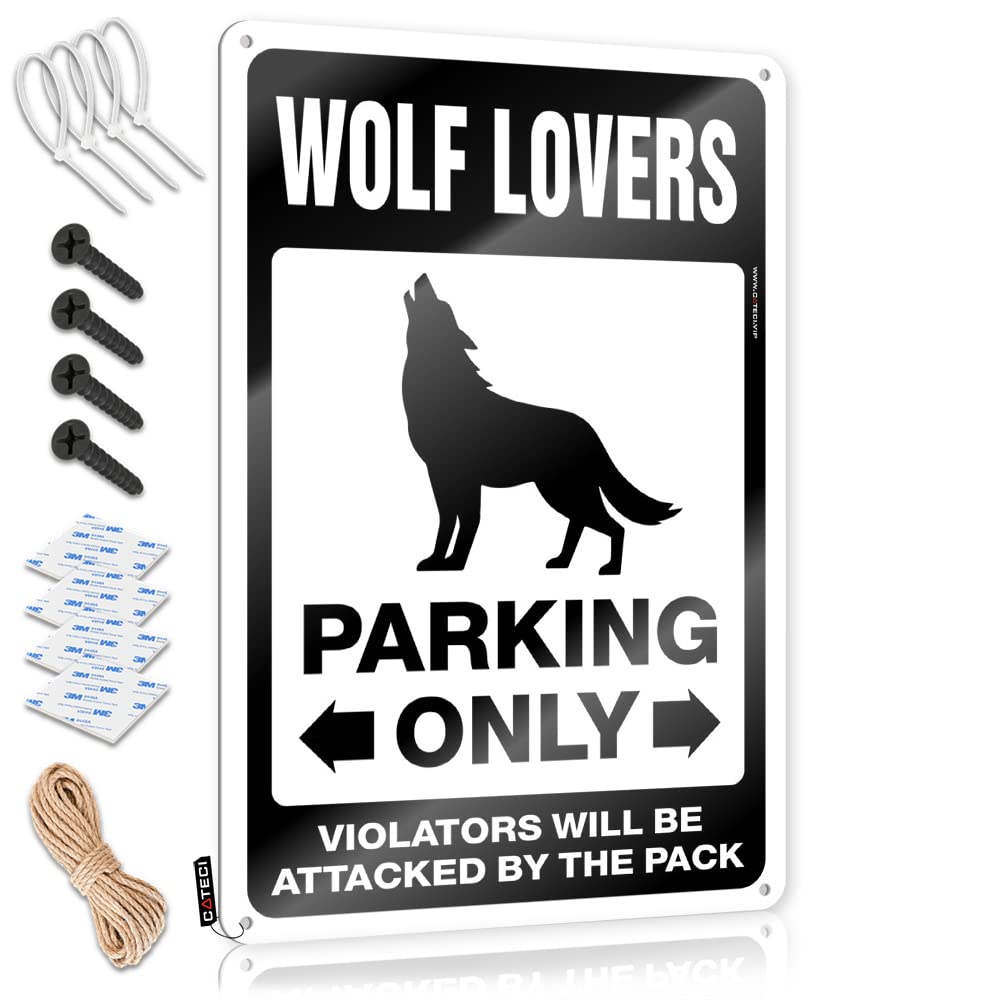 Retro Wall Decor Waterproof Quality Wolf Lovers Parking Only For Deck - Necessities Customizable(30X40CM)
