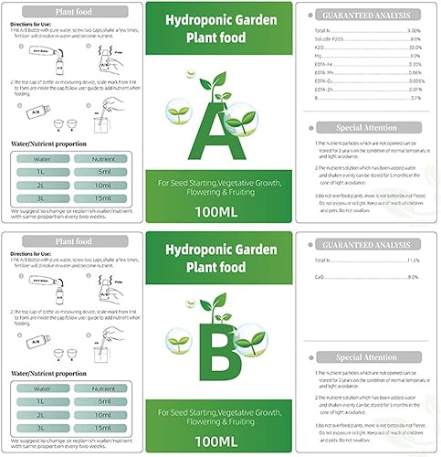 Miniatura 5 de AB - Juego de dos partes de nutrientes hidropónicos líquidos que promueven la eficiencia de absorción adecuado para todas las plantas y flores