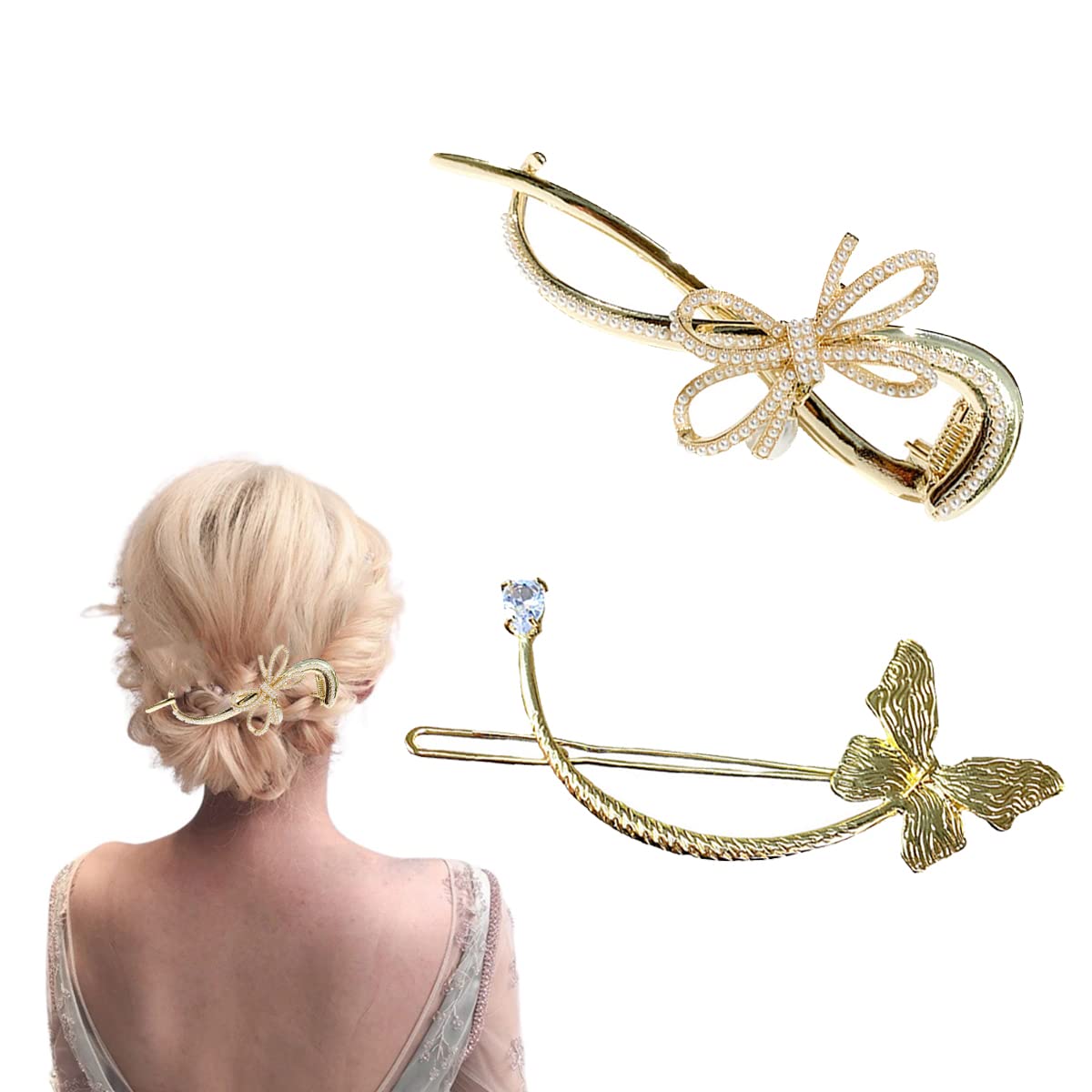 bacchette per capelli, Clip N Twist francese, fermaglio for capelli, mollette for diapositive, bastoncini for capelli a farfalla, accessori for forcine for donne e ragazze(Style 9)
