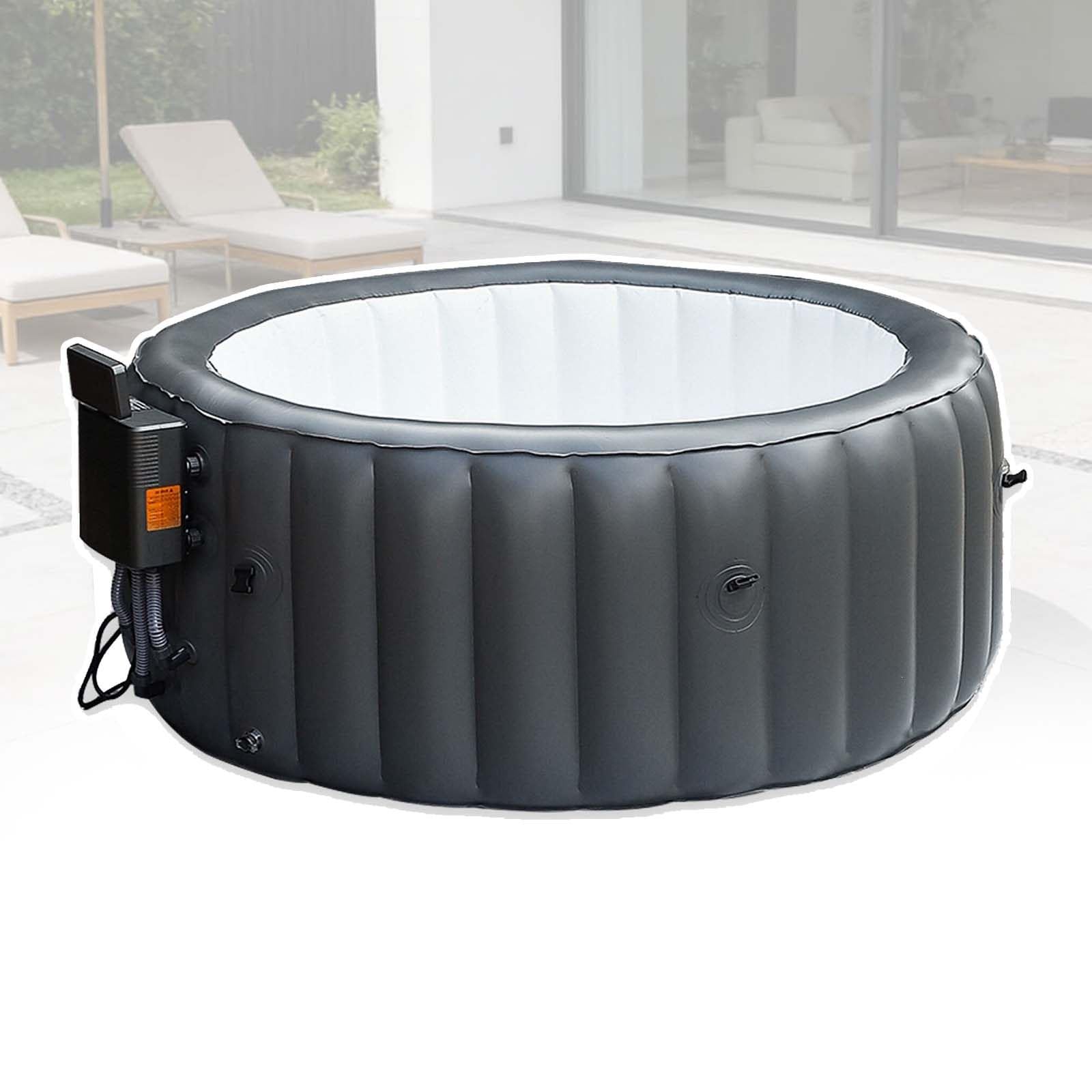Portátil Bañera Hidromasaje Exterior 2-3 Personas Spa Hinchable Grey | Bañera Inflable Pvc Antifugas con 150 Chorros Masajeadores Material Antipinchazos para Patio Terraza