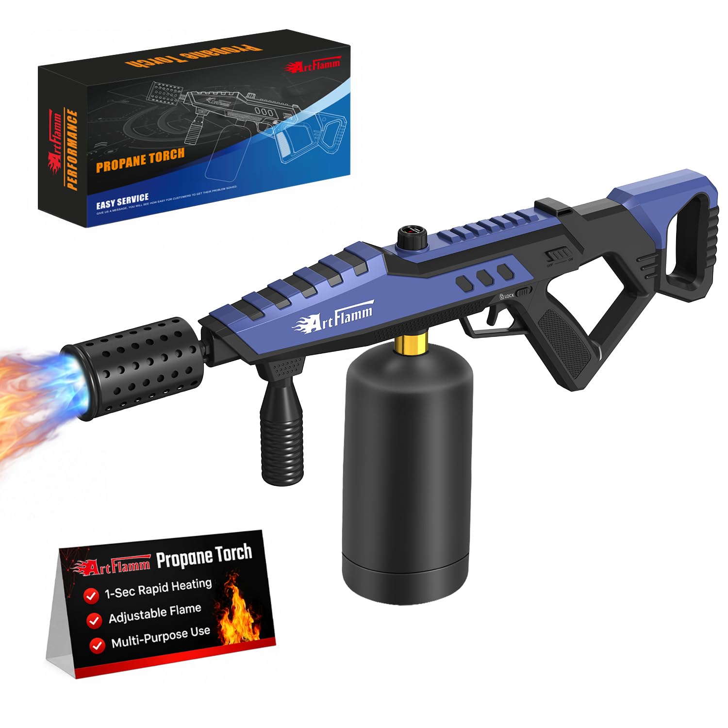 ARTFLAMM Potente soplete de propano, soplete de cocina con llama ajustable, antorcha de cocina desmontable para filetes, camping, barbacoa, soldadura (tanque no incluido)
