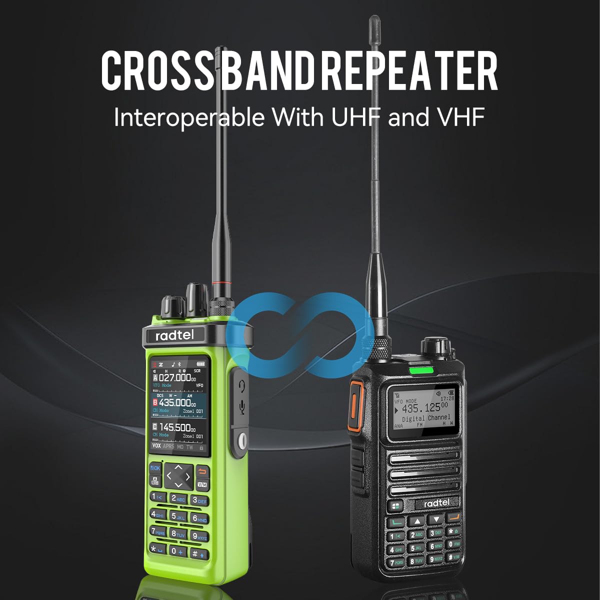 Radtel RT-950 Pro Ham Radio TX GPS/APRS, 10W Walkie Talkie Long Range Handheld Two Way Radio, Am/FM/CB/SW/MW/LW RX, Bluetooth App Programming, NOAA, Spectrum Analyzer，Green (with Programming Cable)