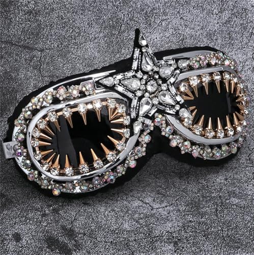willochra Fashion Mask Rhinestone Sunglasses For Women Vintage Oversized Shield Diamond Sun Glasses Female Party Shades4