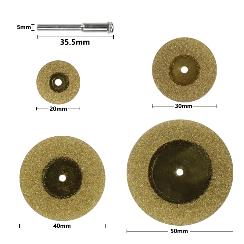 Ddyspan 5pcs Mini Diamond Cutting Disc for Rotary Tools Circular Saw Blade with 3mm Shank Mandrel
