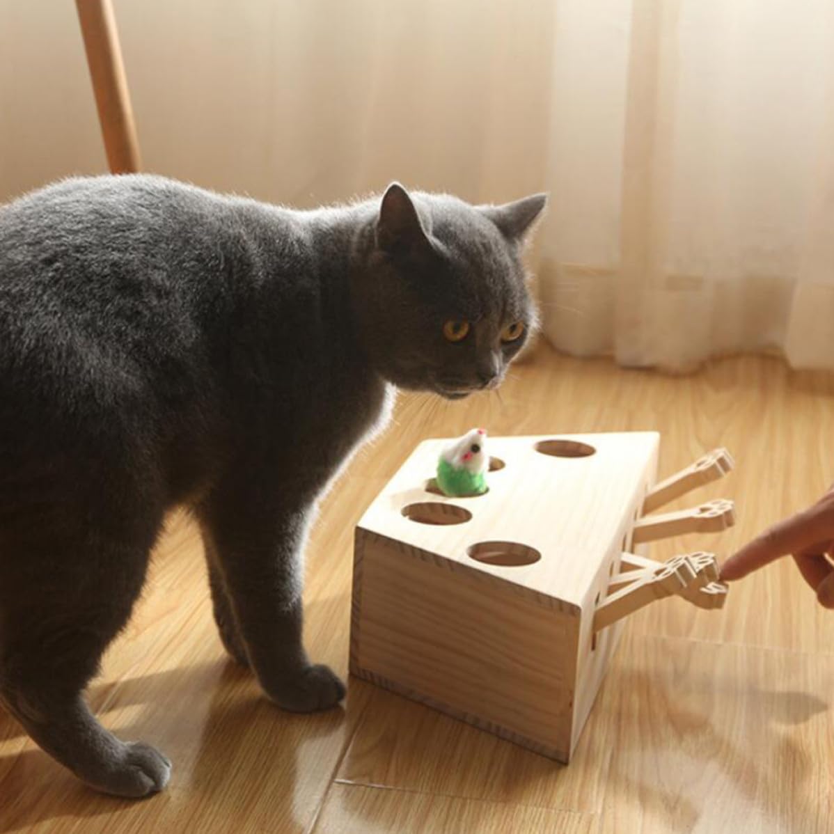 Tofficu Interaktives Katzenspielzeug Bewegliche Spielzeugmaus für Kätzchen und Katzen zur Beschäftigung und Zahnpflege im Heimischen Spielbereich