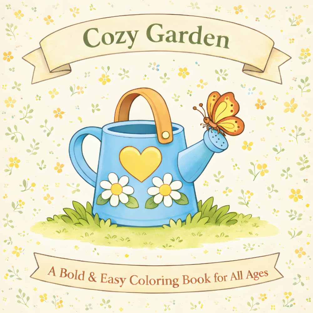Cozy Garden: A Bold & Easy Coloring Book for All Ages (Cozycore Coloring Book Series)