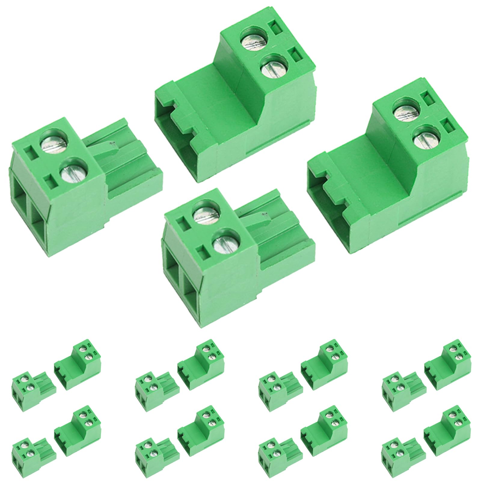 10Pairs 2 Pin 5.08mm Pitch Screw Terminal Block Connector Pluggable with Phoenix Plug for 28-12AWG Cable (10pairs, 5.08mm - 2P)