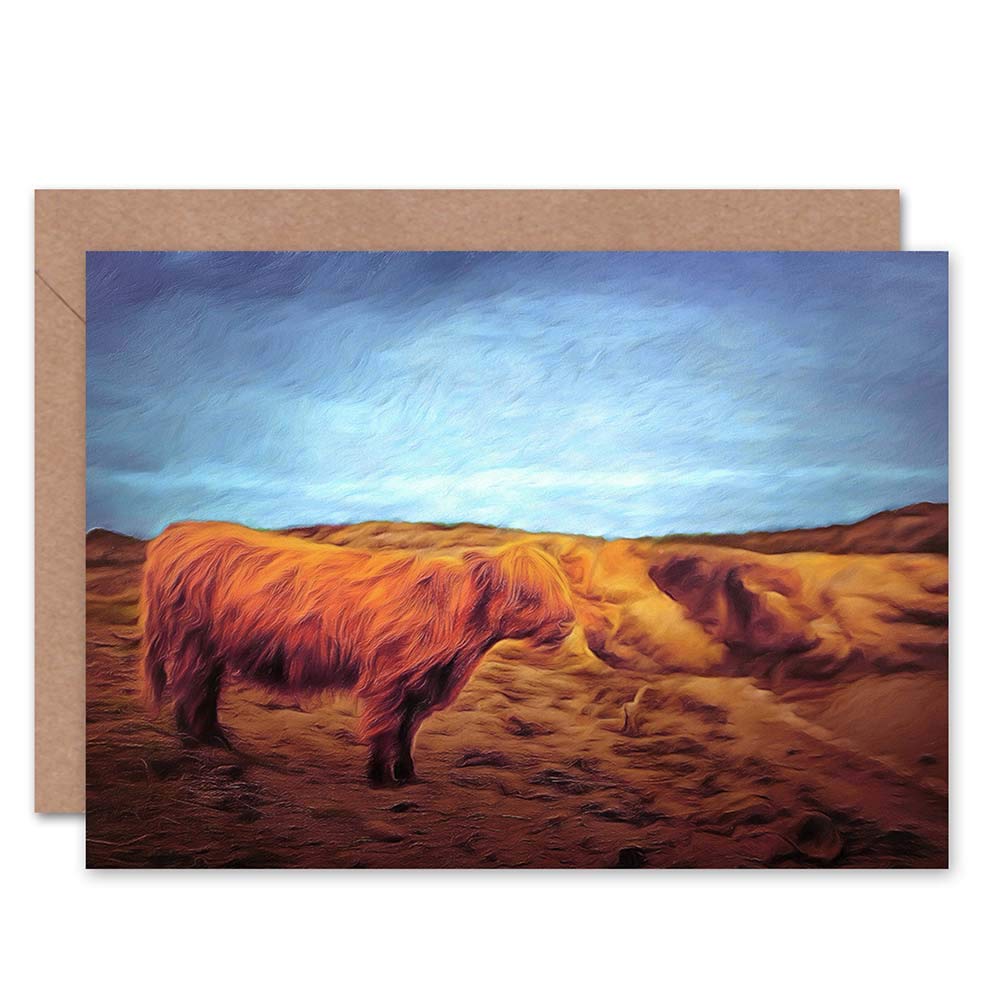 Wee Blue Coo CARD GREETING GIFT PHOTO PAINTING LANDSCAPE HIGHLAND COW SCOTLAND