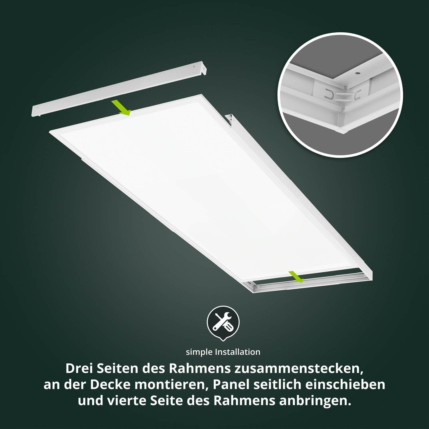 6 telai di montaggio in alluminio bianco per pannello LED, 120 x 60 cm, lampada da soffitto, 1200 x 600 x 43 mm