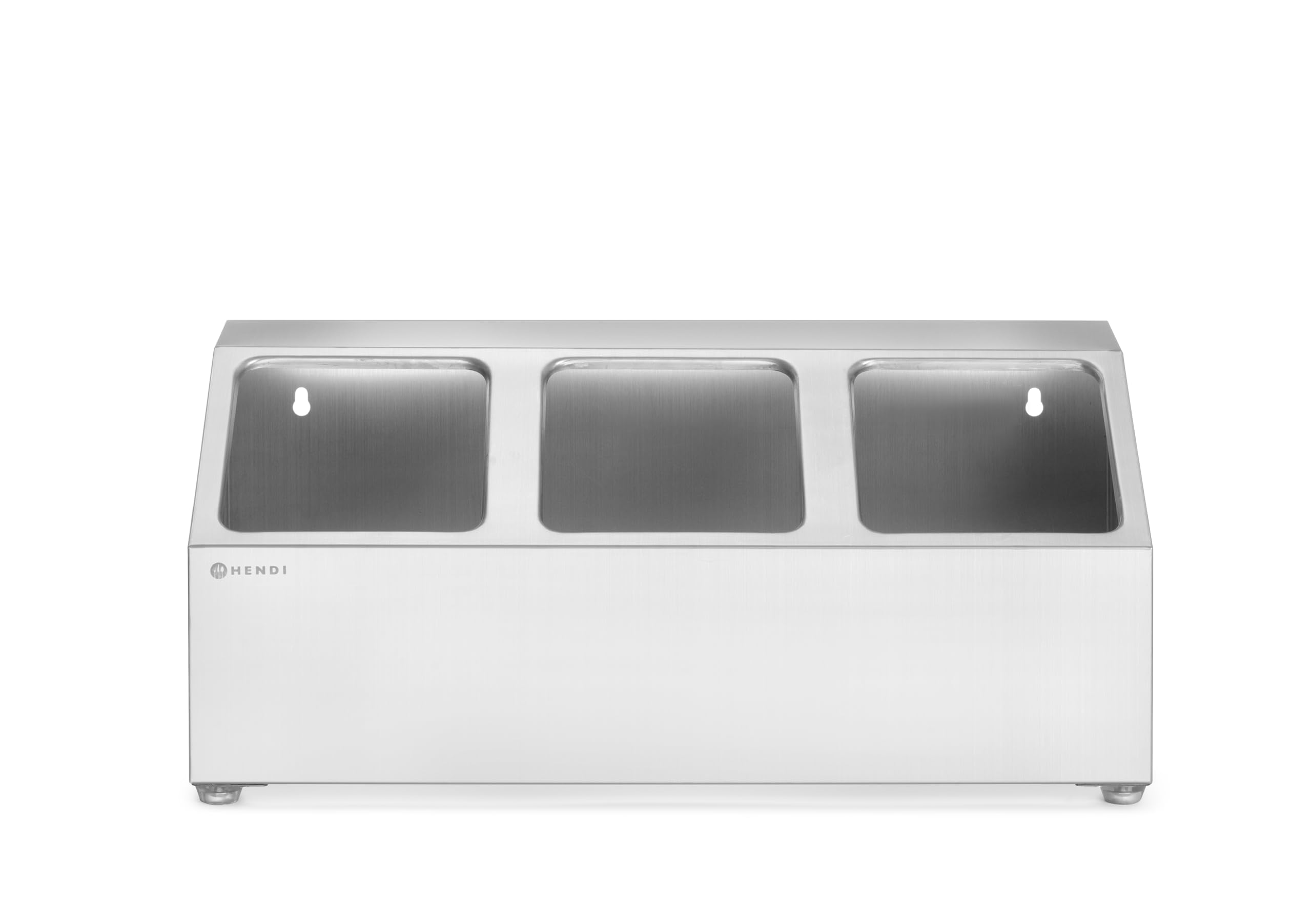 HENDI Soporte para Recipientes Gastronorm, Organizador de Cocina con 3 Compartimentos (3x GN 1/6), Antideslizante y Montaje en Pared, 512x245x(H)215mm, Acero Inoxidable