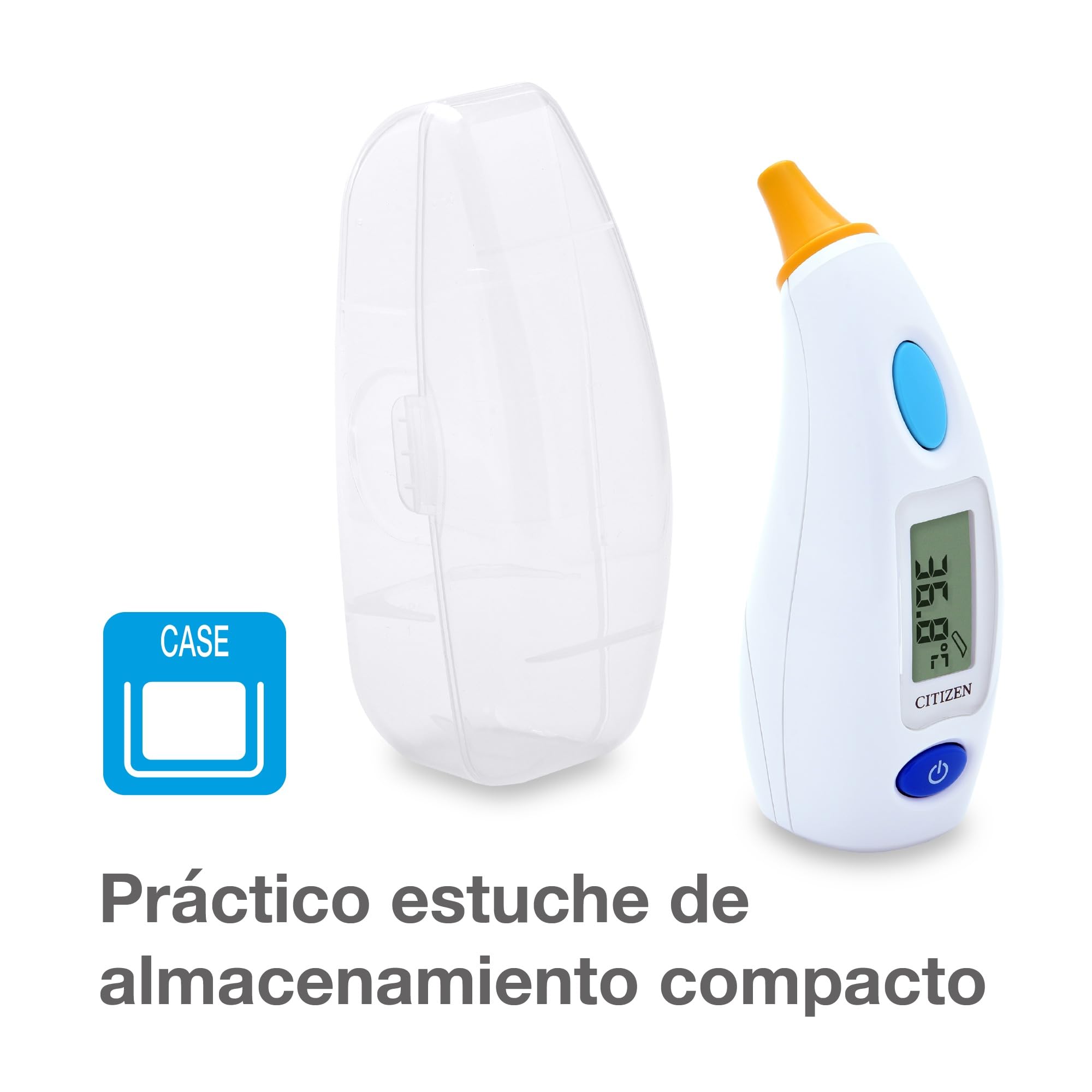 Citizen Termómetro de Oído Digital, Termómetro Auricular Alta Precisión para Adultos, Niños y Bebés, Infrarrojo con Alerta de Fiebre, Antibacteriano, Lectura 1-3 Segundos, 12 Memorias