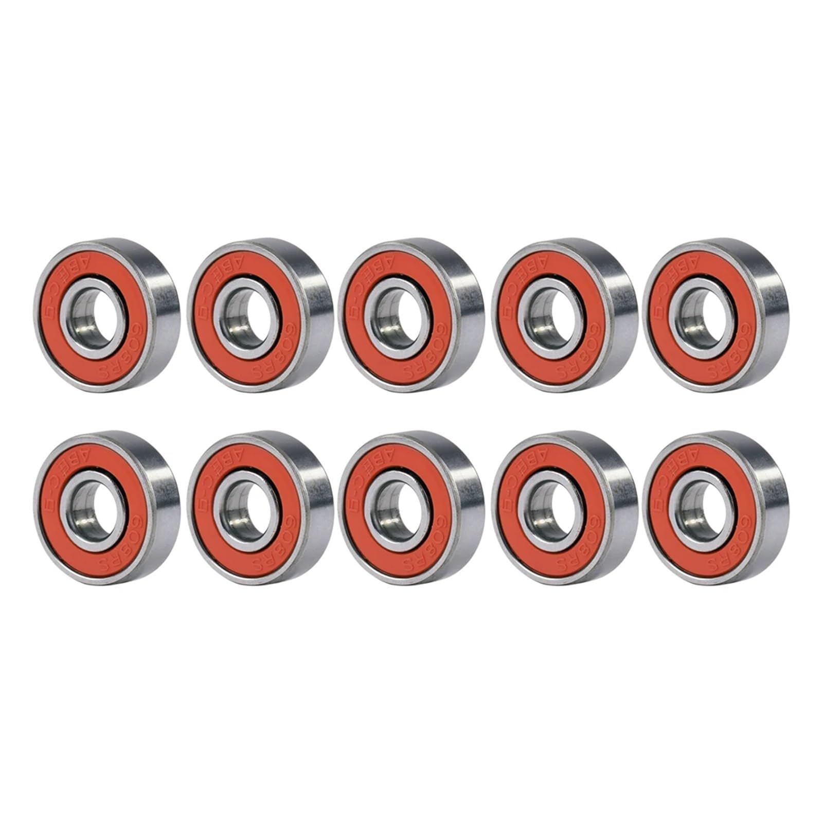 10 Stück Inline-Skate-Kugellager, tiefe Rillenkugeln, 608RS, ABEC-9 Miniatur-Kugellager, Karbonstahl-Langplattenlager for Skateboards(Red)