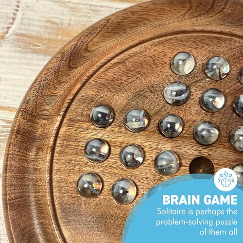 Solitär-Brettspiel aus Holz mit transparentem Polarwirbel Glasmurmeln, klassisches Solitär-Spiel aus Holz, Strategie-Brettspiel, Familien-Brettspiel, Spiele für eine Person, Brettspiele, Brettspiele,