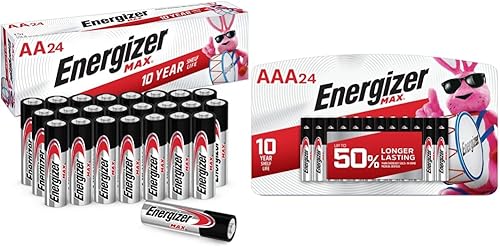 Energizer Pilas AA, Max Double A Battery Alcaline, 24 unidades y pilas AAA, batería máxima triple A alcalina, 24 unidades