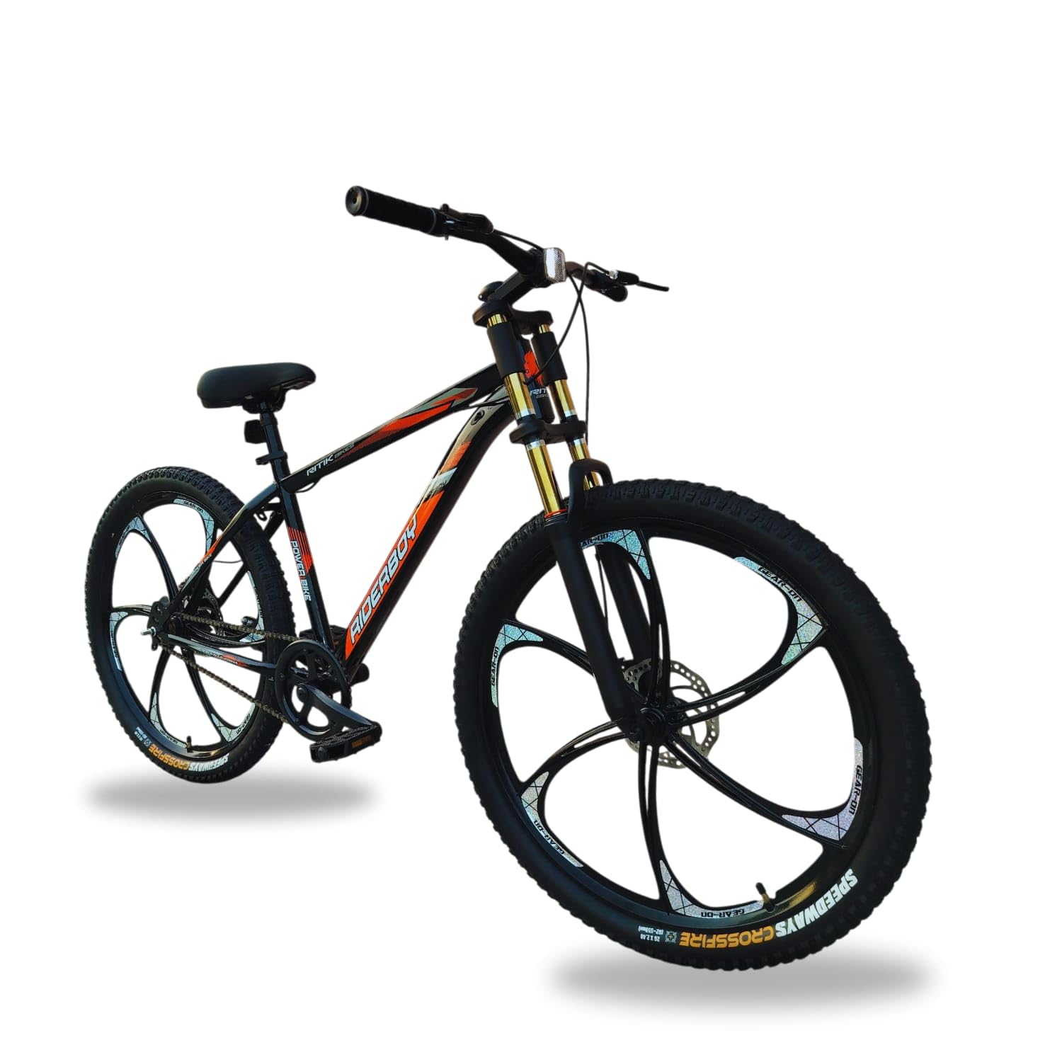 RIDERBOY 26 Inch Mountain Cycle, Single Speed, Black, Steel Frame, Wire Brakes, for Boys & Girls 13+ Years-image-20