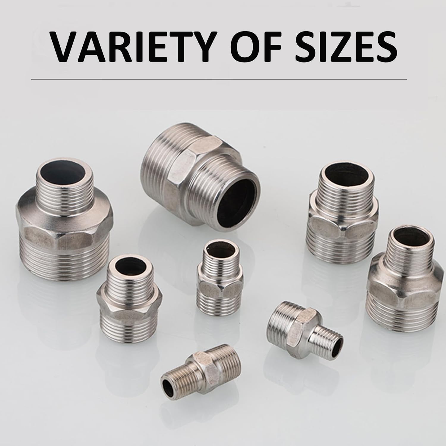 2PCS 304 Stainless Steel Nipple 3/4" Male to 1/2" Male NPT Pipe Fitting, Male Pipes Adapter Fittings Heavy Equal Nipples