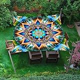 Hiseng Cooles Mandala Sonnensegel mit Ösen, Sonnensegel Wasserdicht, Polyester Outdoor Markise, Outdoor Wetterfest UV-Schut Markise, Tarp für Terrasse, Hinterhof, Rasen, Garten (Bunt,2x2m)
