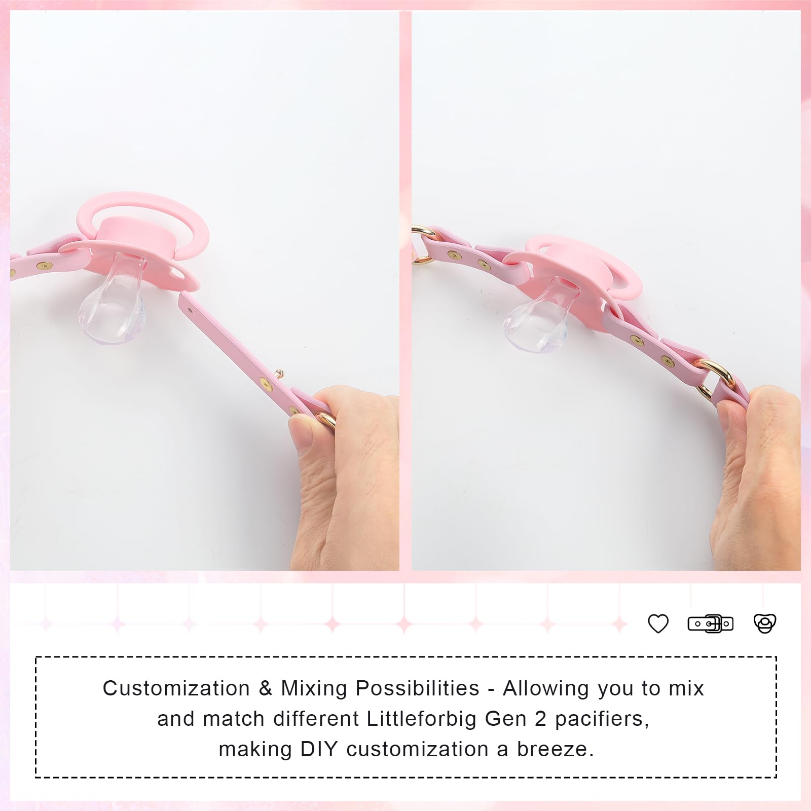 LittleForBig Gen II Leer Verstelbare Riem Speenset met Rhinostone