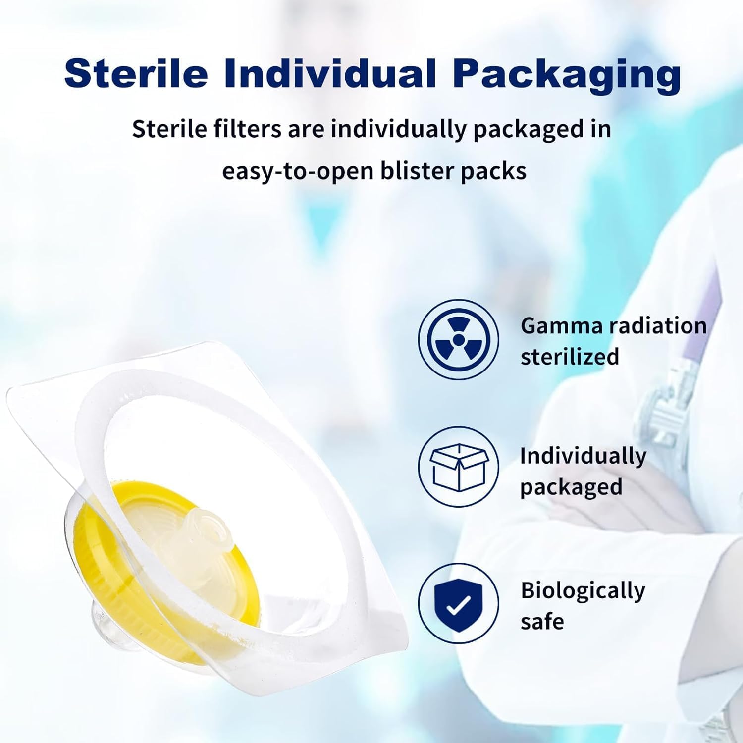 Sterile Syringe Filter PES 100 Pack, 0.22um Pore Size, 13mm Membrane Diameter, Hydrophilic Filtration High Throughput Sterile Packed Individually — Amazon image 5