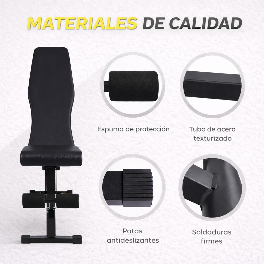 Banco de Ejercicio o Musculación Plegable Ligero Multifunción Para Pesas y Mancuernas Ajustable de Abdominales Gimnasio Entrenamiento en casa, Múltiples Posiciones Espalda, Pecho, Piernas
