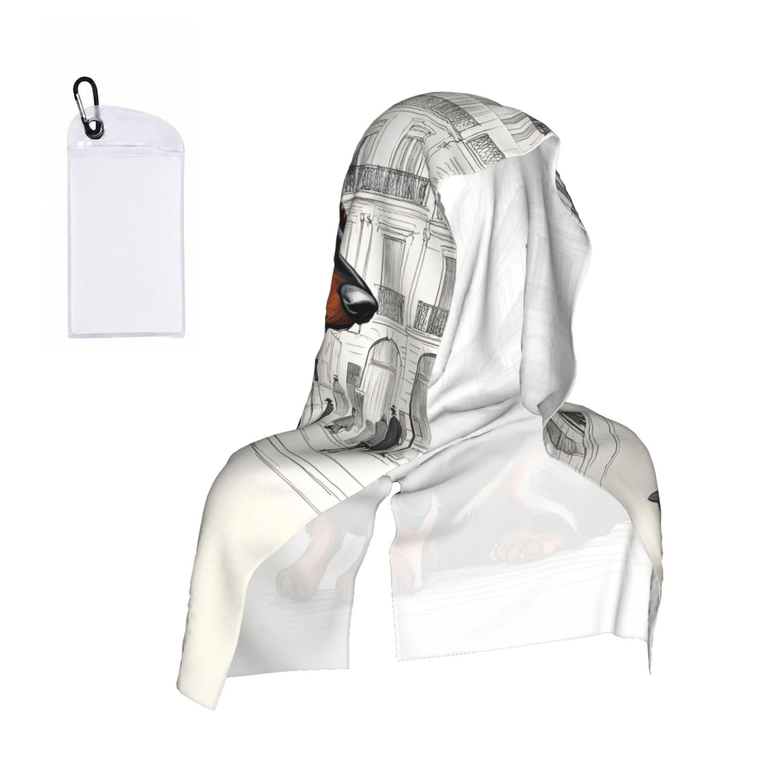 DUWAA Parisian Dachshund Print Reusable Hoodie Cooling Neck Wrap, Hot Weather Outdoor Sports Workout Head Towel For Stay Chill