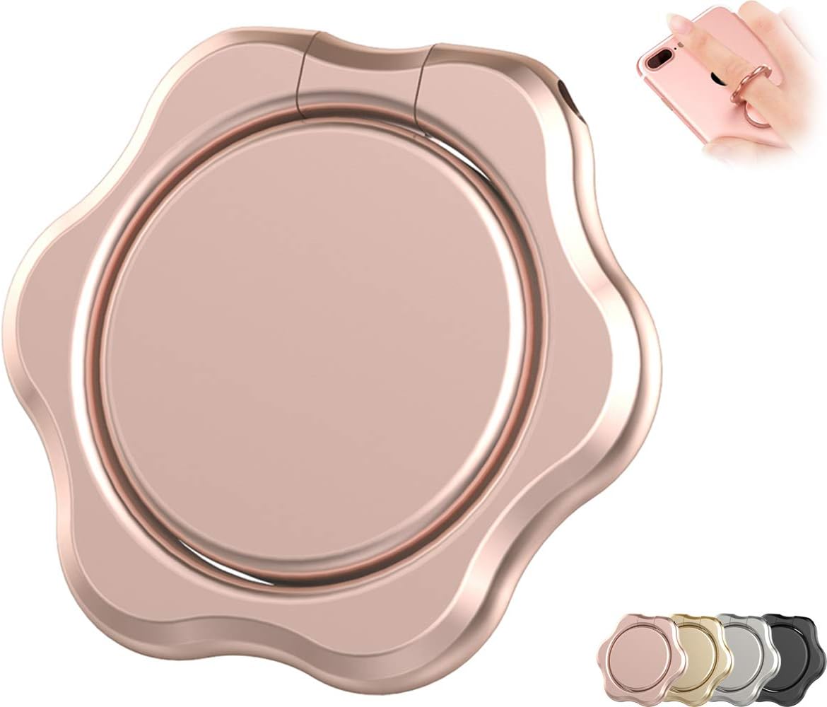 Smart Mobile Phone Ring Holder, Stylish Zinc Alloy Bowknot Mirror, 360 Degree Rotation Adjustable Kickstand Grip Stand for iPhone/Samsung/Pad and Universal Cell Phones and Case (Rose Gold)