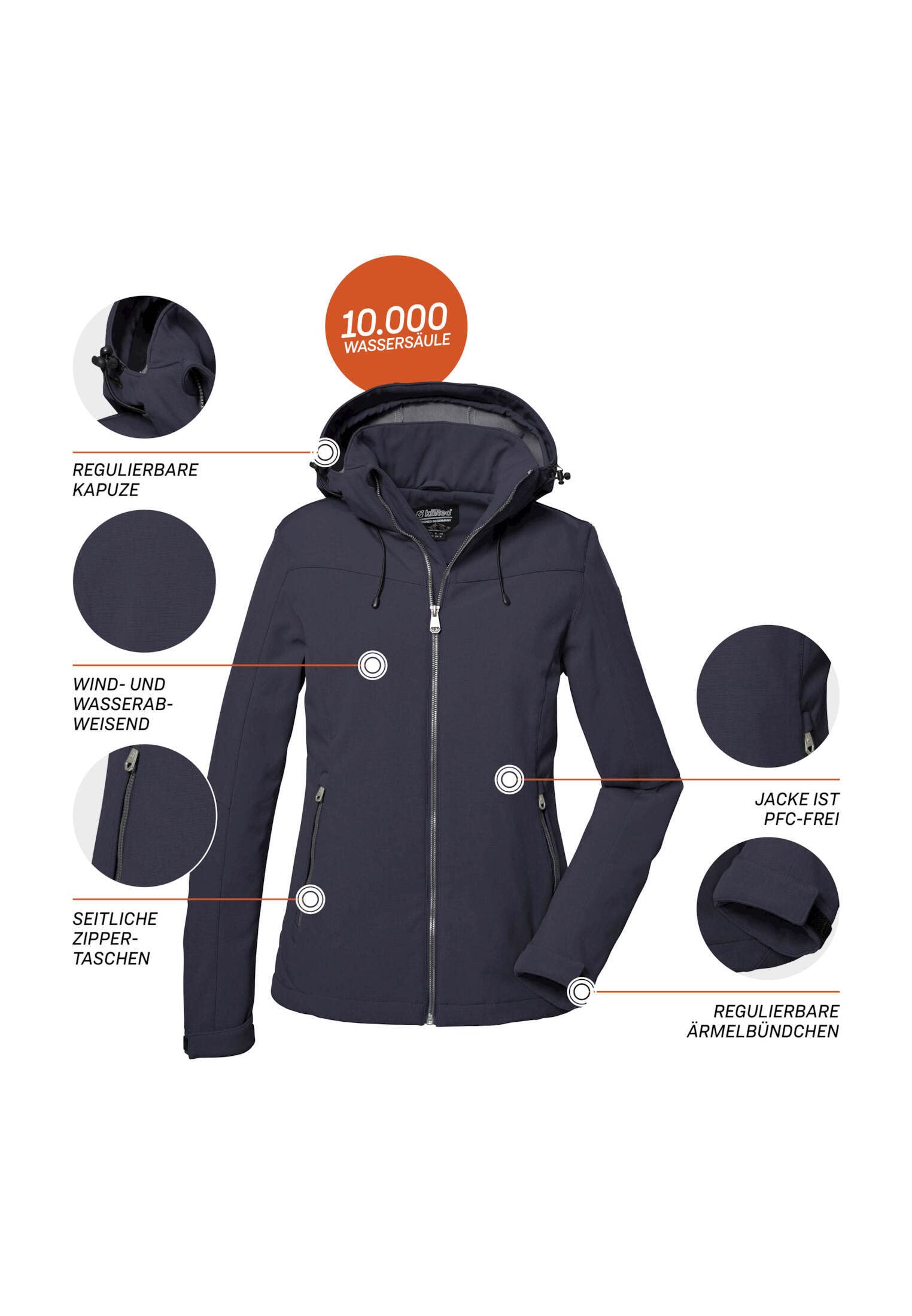 Killtec Damen Softshelljacke Veste softshell/veste d'extérieur avec capuche amovible Femme