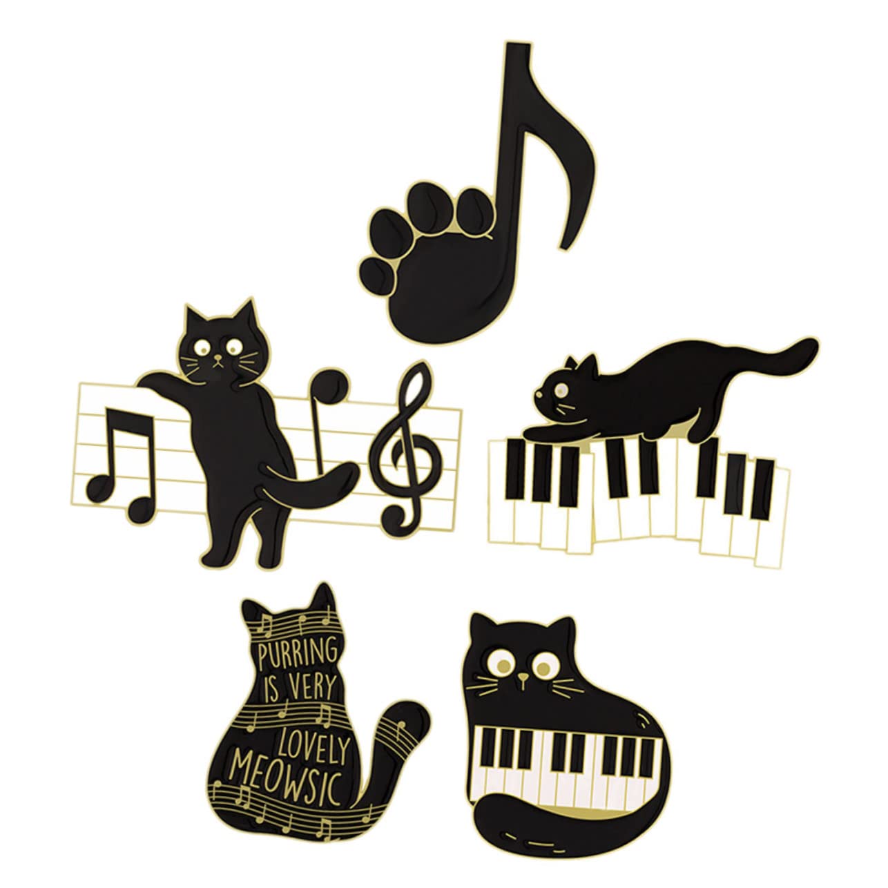 Ipetboom Spilla Corpetto Spille Distintive A Tema Carino Perni Spillo Musicale Spilla Per Abbigliamento Smalto Pin Per Gatto Spilla Decorativa Spilla Con Animali Lega Black