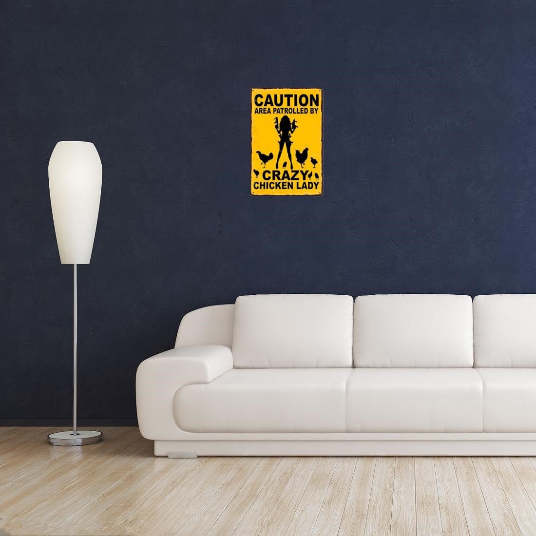 Cartello In Metallo Vintage “Caution Area Patrolled By Crazy Chicken Lady” – 20,3x30,5 Cm, Targa Umoristica Per Pub, Casa O Ufficio - 2