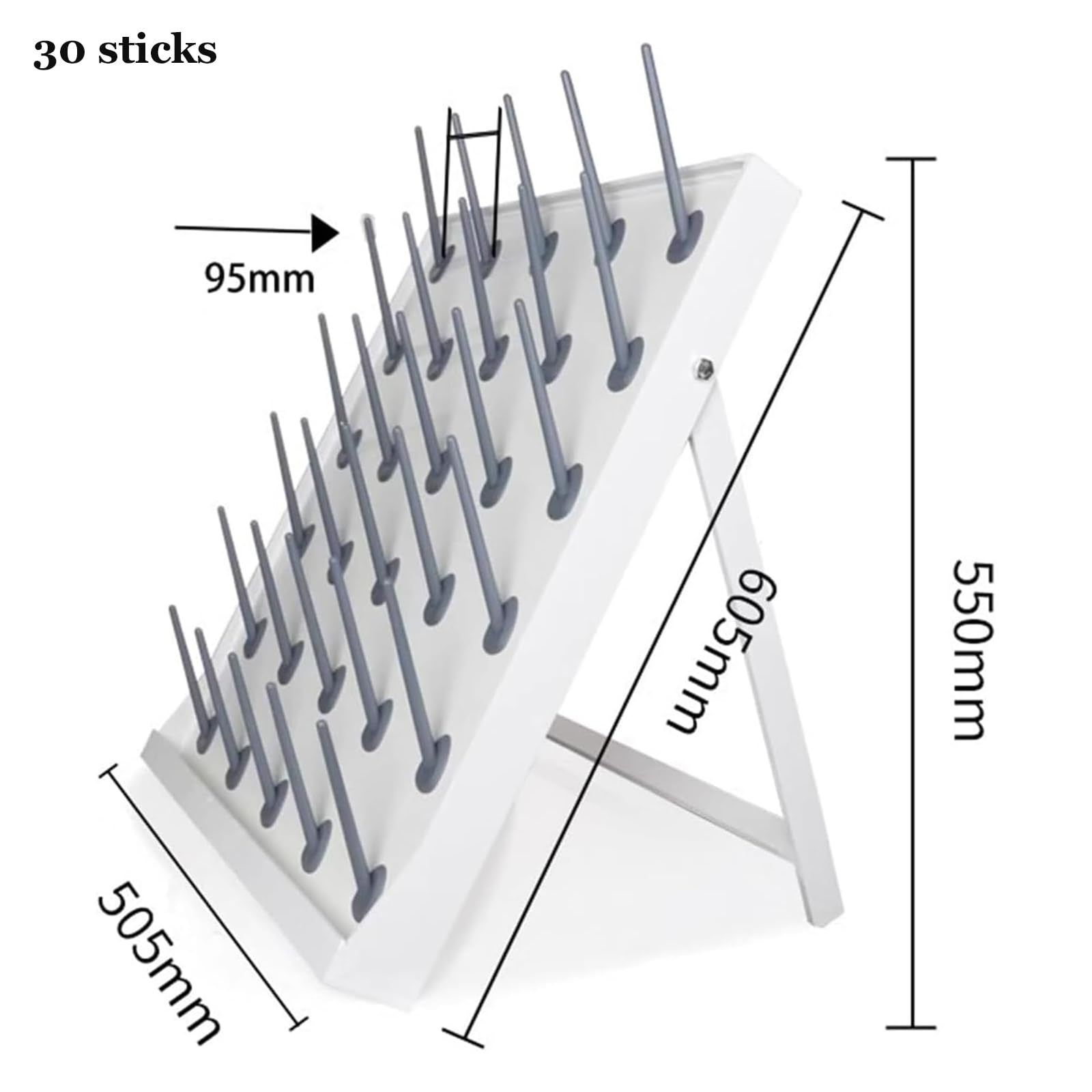 Supporto per Asciugatura da Laboratorio, Supporto per Strumenti sperimentali con pioli Rimovibili per vetreria e Bottiglie, Ideale per l'utilizzo nei Laboratori scolastici.