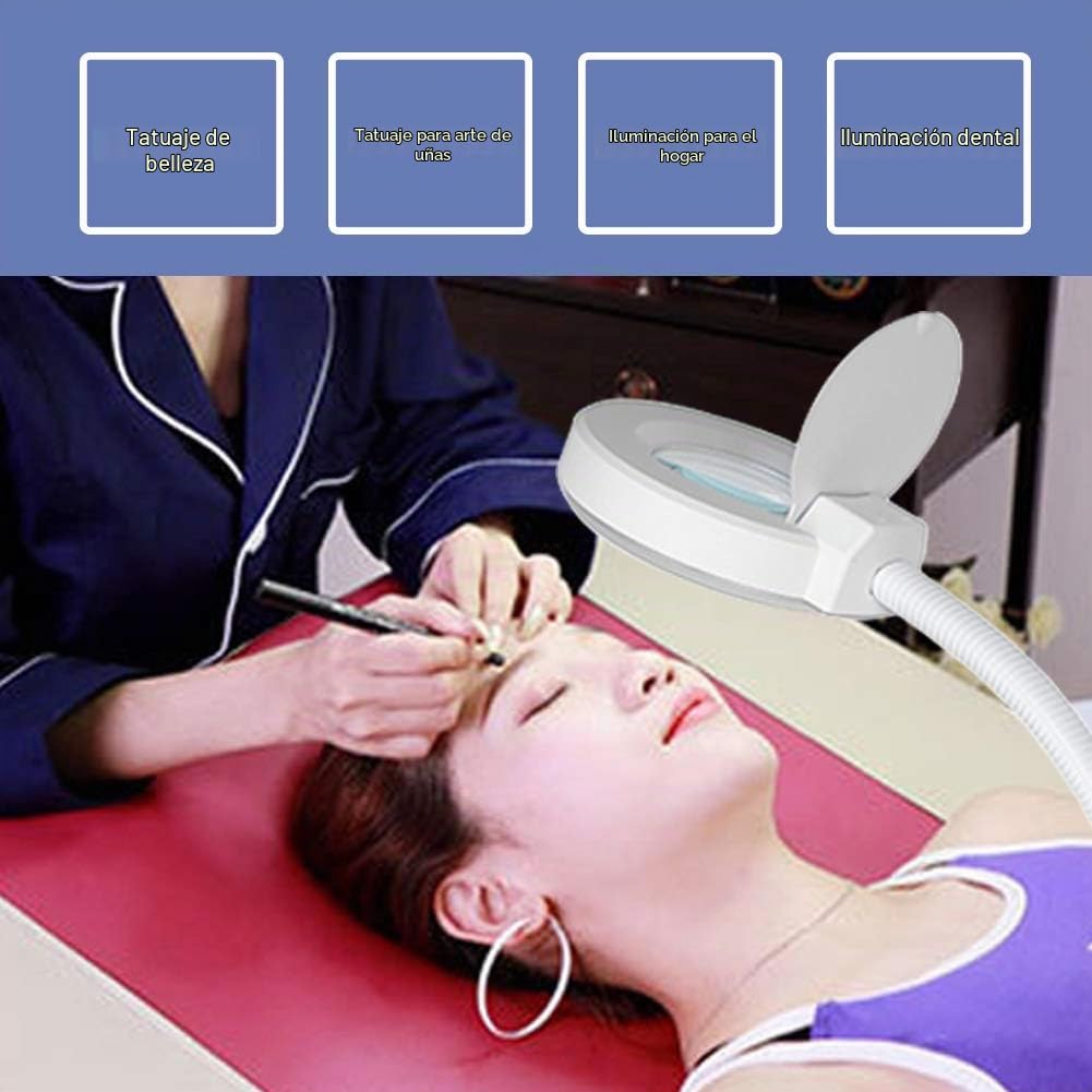 Lámpara de Pie con Lupa Lámpara con 8 Lupas Lámpara de Pie de Luz Fría LED Ajustable para Manualidades Costura Tatuaje