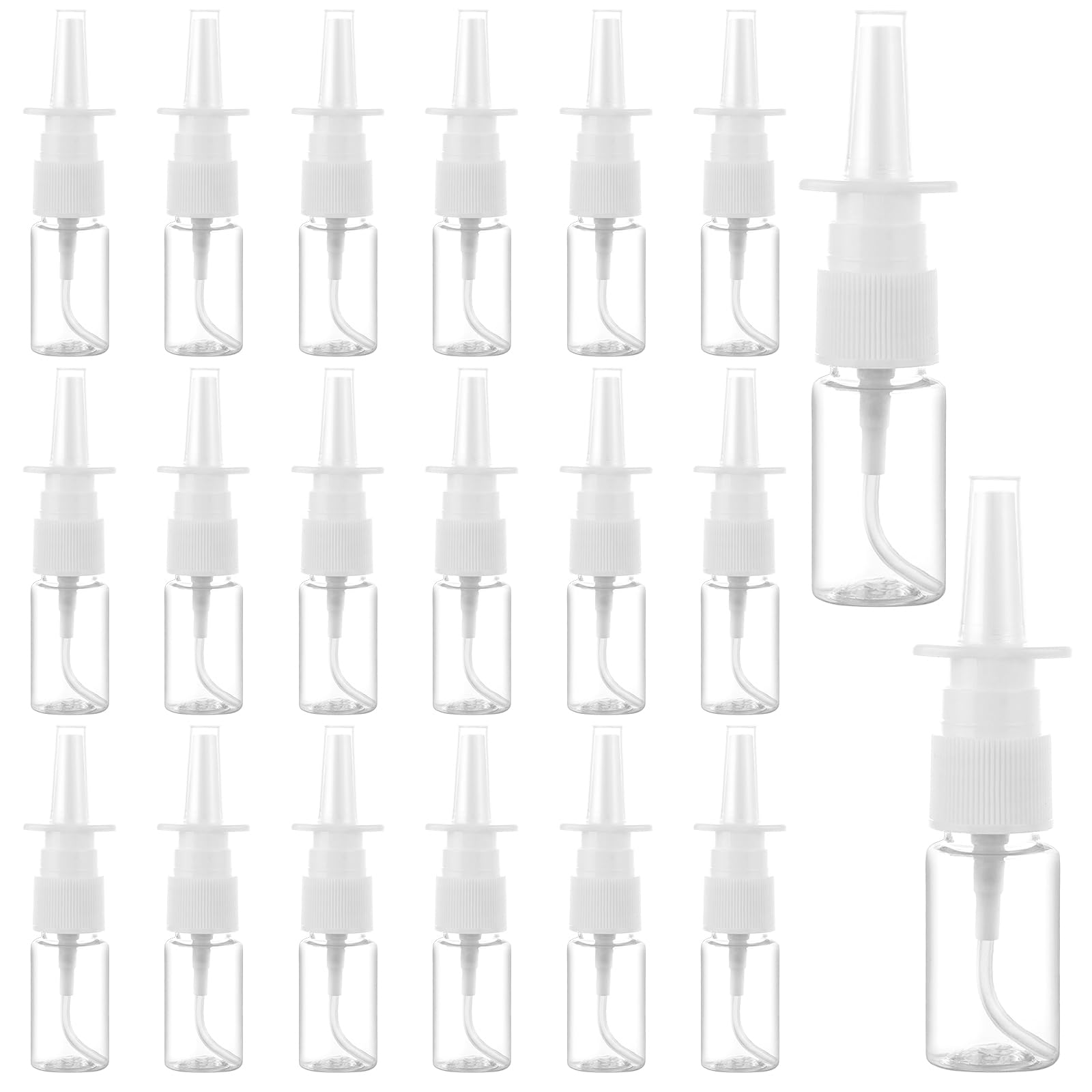 ASelected 20PCS Nasal Spray Bottles, 10ml Mist Spray Bottle, Refillable Fine Mist Sprayers Empty Nose Mist Sprayer, Clear Empty Rhinitis Care Sprayer Direct Spray Container for Saline Essential Oils